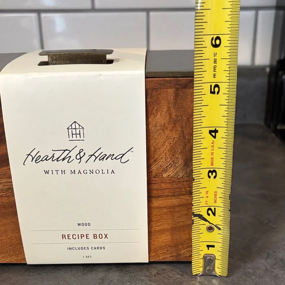 Hearth & Hand Rustic Wood Recipe Box with Cards